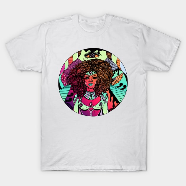 Blue Red Blend Kemet Warrior T-Shirt by kenallouis